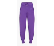 Embroidered French terry track pants - Purple