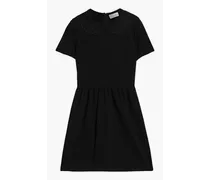 Point d'esprit-trimmed gathered ponte mini dress - Black