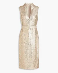 Badgley Mischka Sequined mesh midi dress - Metallic Metallic