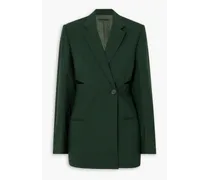 Slash double-breasted cutout stretch-twill blazer - Green