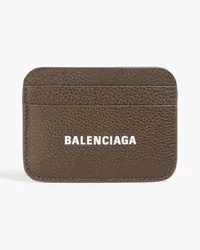 Balenciaga Logo-print metallic pebbled-leather cardholder - Metallic Metallic