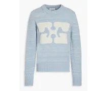 Intarsia-knit sweater - Blue