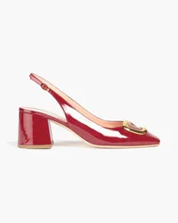 Rupert Sanderson Embellished patent-leather slingback pumps - Burgundy Burgundy