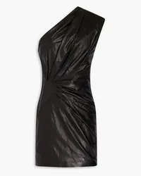 IRO Floky one-shoulder draped leather mini dress - Black Black