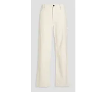 Cotton and linen-blend bouclé-tweed cargo pants - White