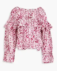 IRO Galta ruffled leopard-print ramie-voile top - Pink Pink