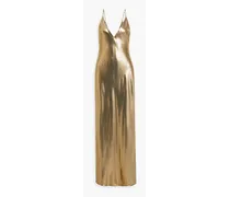 Metallic silk-satin crepe maxi slip dress - Metallic