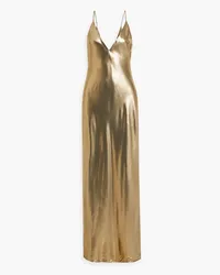 GALVAN Metallic silk-satin crepe maxi slip dress - Metallic Metallic