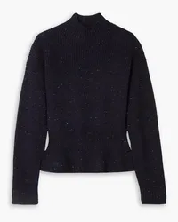 See by Chloé Wool and cotton-blend turtleneck peplum sweater - Blue Blue