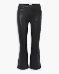 L'Agence Kendra frayed cropped coated high-rise flared jeans - Black Black