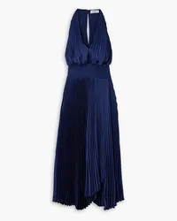 A.L.C. Rose plissé-satin halterneck midi dress - Blue Blue