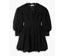 Franca broderie anglaise cotton-blend mini dress - Black