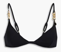 Chain-embellished triangle bikini top - Black