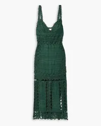 Ulla Johnson Shivani lace-paneled cotton and silk-blend khadi midi dress - Green Green