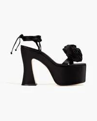 Magda Butrym Floral-appliquéd satin platform sandals - Black Black