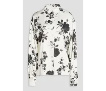 Floral-print satin shirt - White