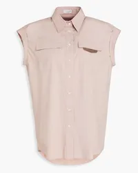 Brunello Cucinelli Bead-embellished cotton-blend poplin shirt - Pink Pink