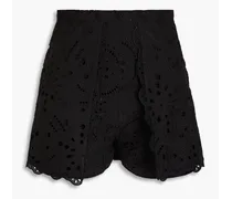 Alida broderie anglaise cotton-blend shorts - Black