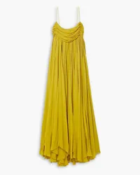 KHAITE Lally draped silk-chiffon maxi dress - Yellow Yellow