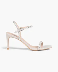 Stuart Weitzman Dancer 80 crystal-embellished metallic suede sandals - Metallic Metallic