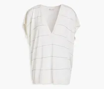 Embellished cashmere and silk-blend top - White