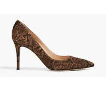 Gianvito Rossi Snake-print suede pumps - Brown Brown