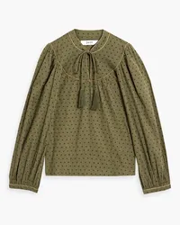 Joie Keena striped fil coupé cotton-jacquard blouse - Green Green