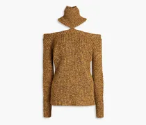Cutout ribbed wool turtleneck sweater - Yellow