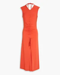 Paul Smith Flared ruched jersey midi dress - Orange Orange