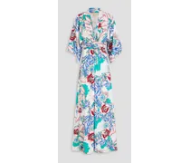 Wisdom wrap-effect floral-print woven maxi dress - White