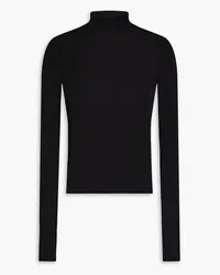 Helmut Lang Tulle-paneled jersey turtleneck top - Black Black