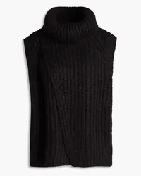 3.1 phillip lim Wrap-effect ribbed-knit turtleneck sweater - Black Black