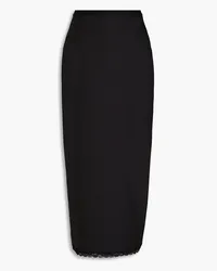 Alexander Wang Lace-trimmed satin-jersey midi pencil skirt - Black Black