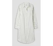 Cutout striped cotton and wool-blend shirt dress - White