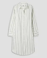 Maison Margiela Cutout striped cotton and wool-blend shirt dress - White White