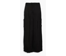 Carmel pleated satin cargo pants - Black