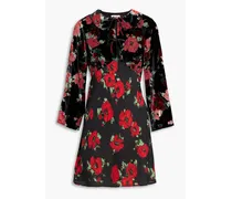 Malibu floral-print silk-blend devoré-velvet and crepe de chine mini dress - Black