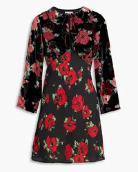 RIXO Malibu floral-print silk-blend devoré-velvet and crepe de chine mini dress - Black Black