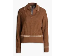 Monti ribbed wool polo sweater - Brown