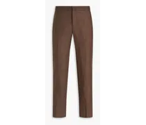 Slim-fit linen pants - Brown