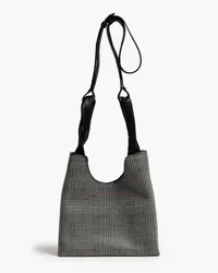 Elleme Prince of Wales checked coated textured-leather tote - Black Black