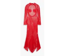 Ferragamo Open-back crochet-knit maxi dress - Red Red