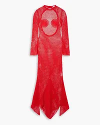 Ferragamo Open-back crochet-knit maxi dress - Red Red