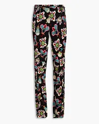 Valentino Garavani Bow-embellished printed wool-twill wide-leg pants - Black Black