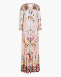 Camilla Crystal-embellished printed silk-crepon maxi dress - Purple Purple