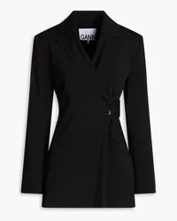 Ganni Double-breasted crepe blazer - Black Black