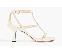 Julio crystal-embellished leather sandals - White