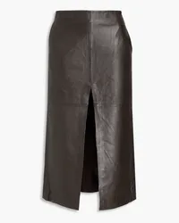 MUUBAA Mallory leather midi skirt - Brown Brown