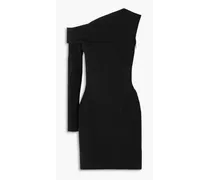 MyBody one-sleeve ribbed and stretch-knit mini dress - Black
