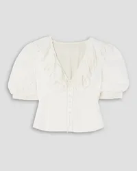 RIXO Rihanna lace-trimmed cotton-voile blouse - White White